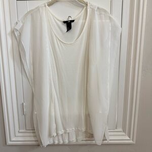 H&M Women's Chiffon White Blouse Top - Size Small